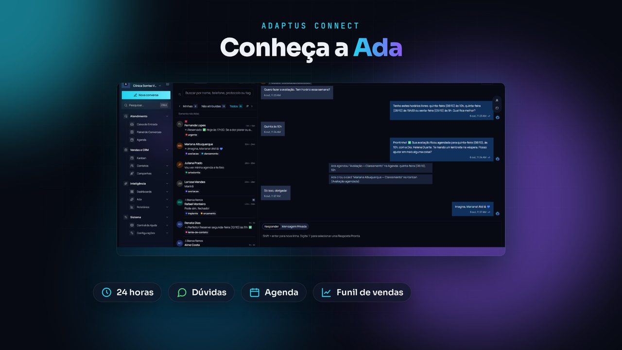 Adaptus Connect: atendimento com IA, Kanban e Agenda